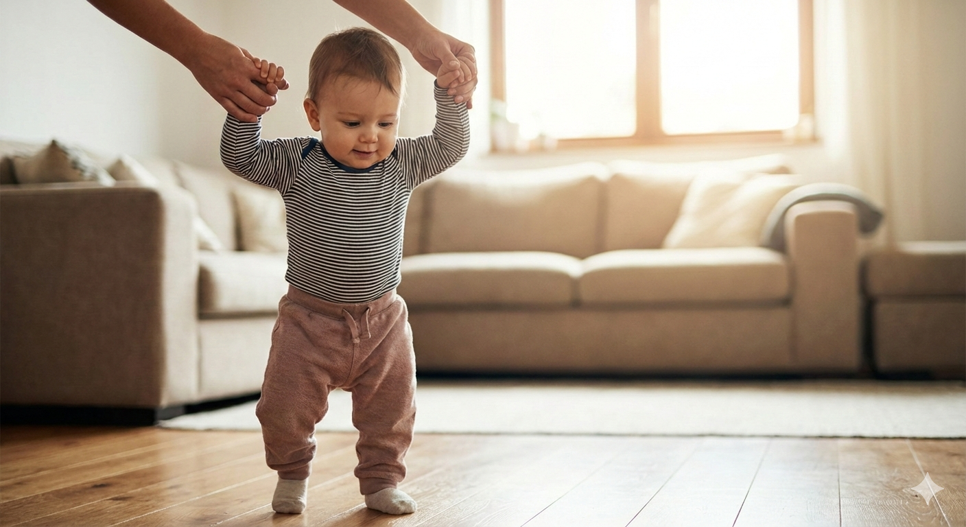 Baby learning walking